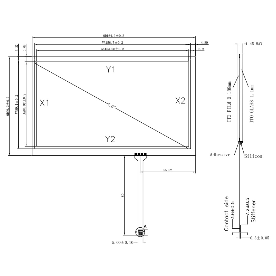 Резистивный сенсорный экран 7" ST-07004