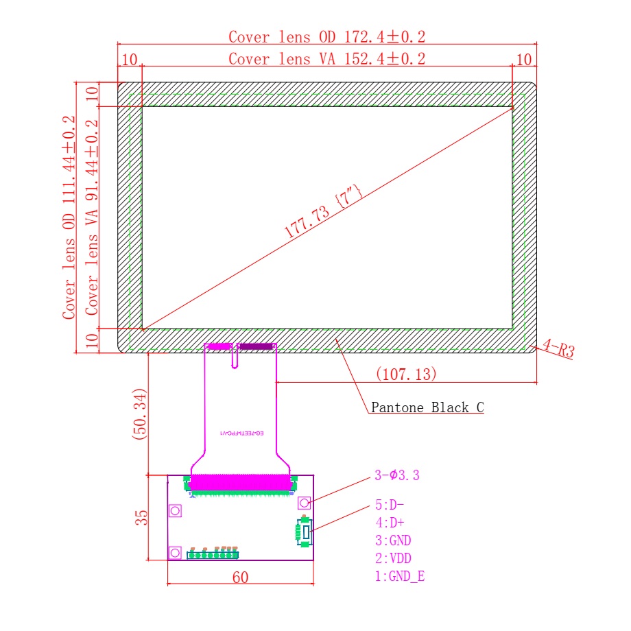 Ёмкостной сенсорный экран 7" EG7-A-1509V1 с USB