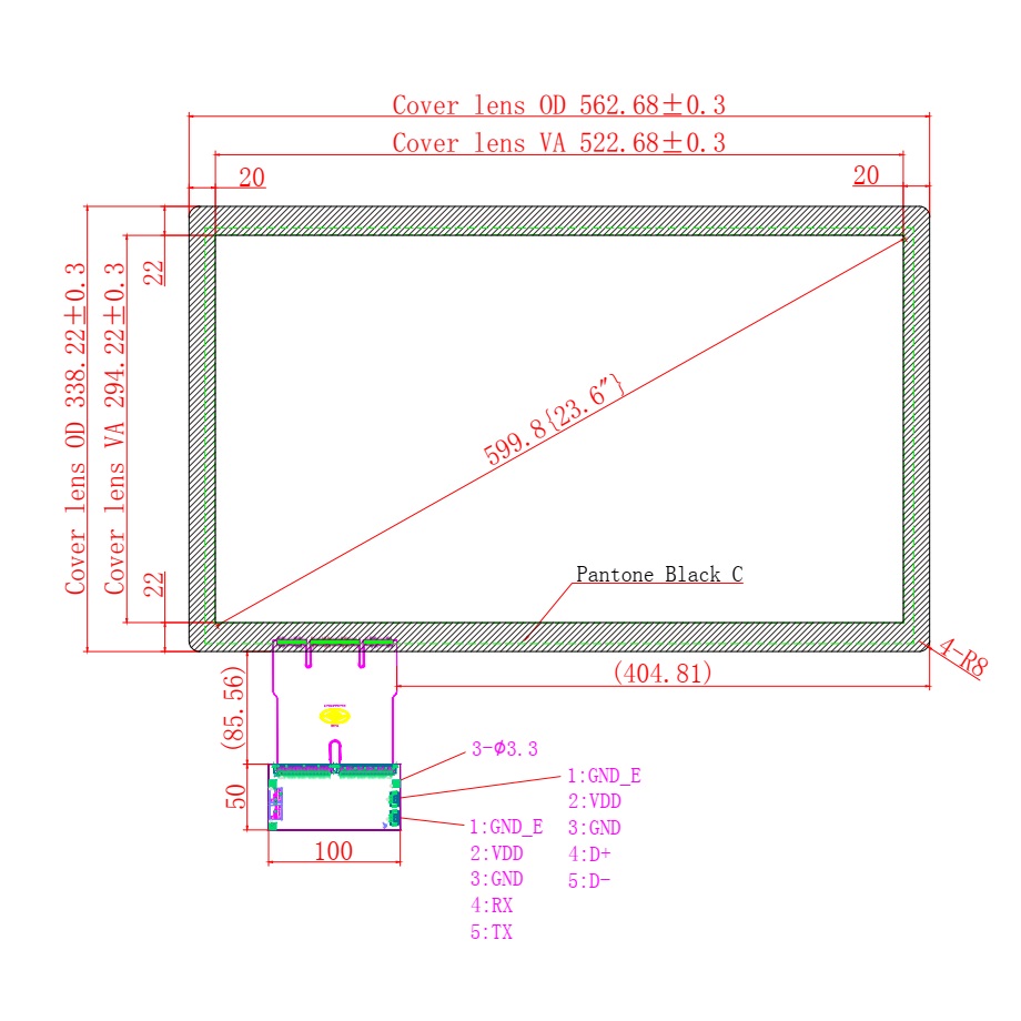 Ёмкостной сенсорный экран 23,6" EG23.6-A-1609V1 с USB