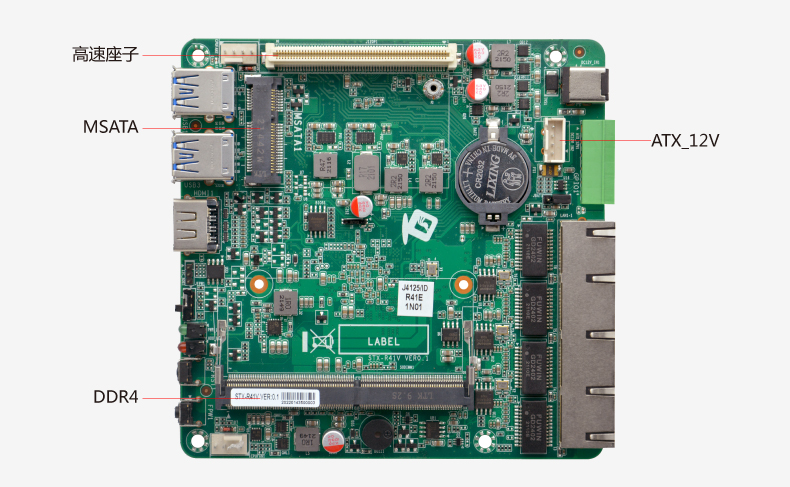 Сетевая материнская плата Nano-ITX с процессором STX-R41V (J4125)