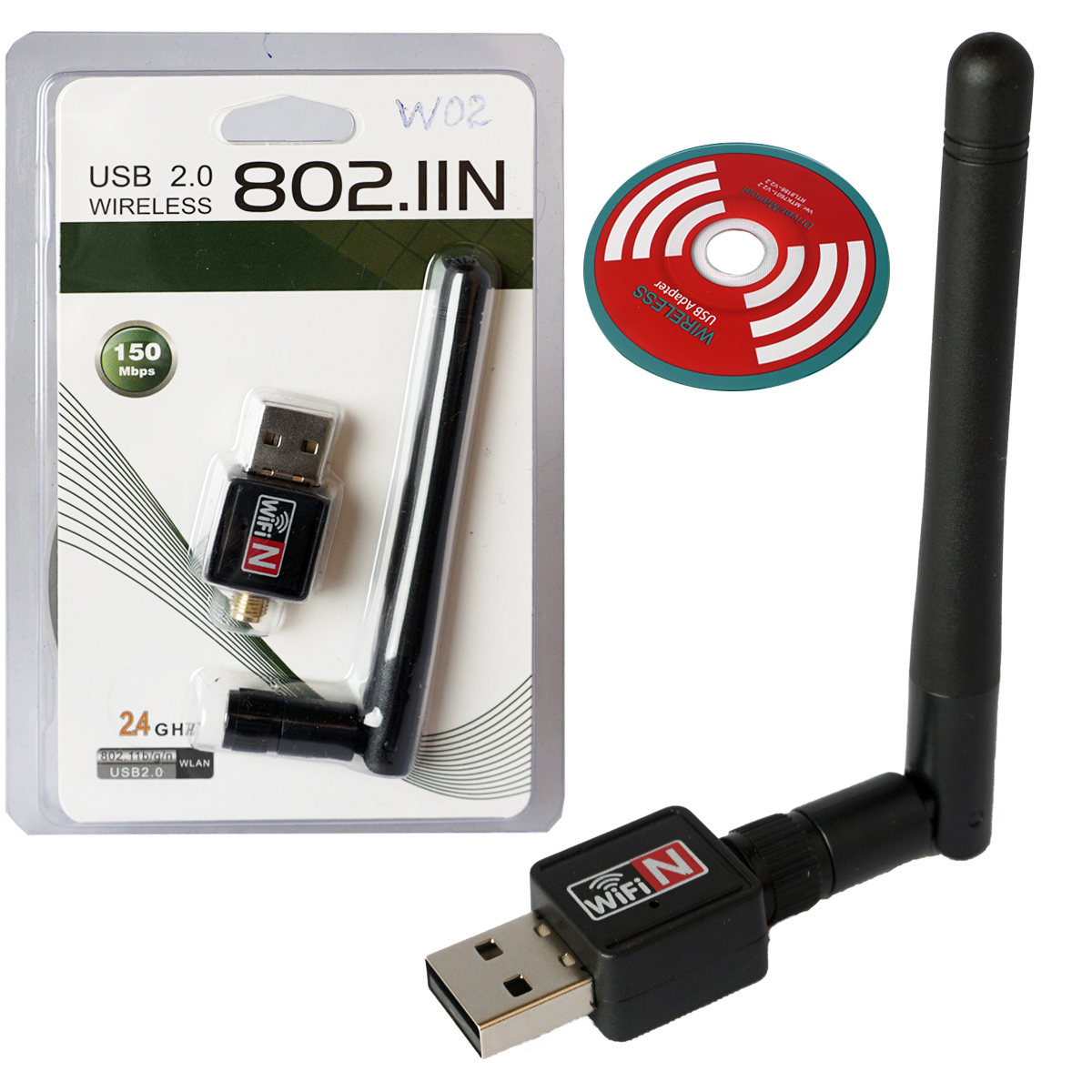Сетевой адаптер WiFi W02 (RTL8188ftv), USB