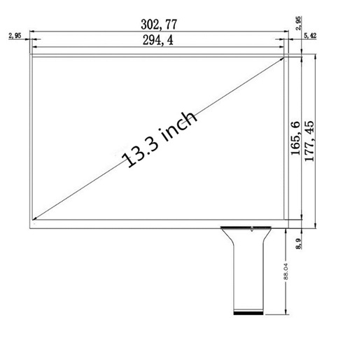 Ёмкостной сенсорный экран 13,3" PCAP-XG1331W9 с USB
