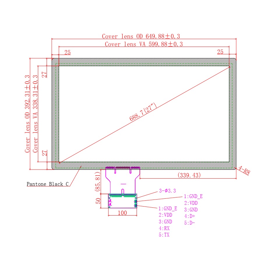 Ёмкостной сенсорный экран 27" EG27-A-1609V1 с USB