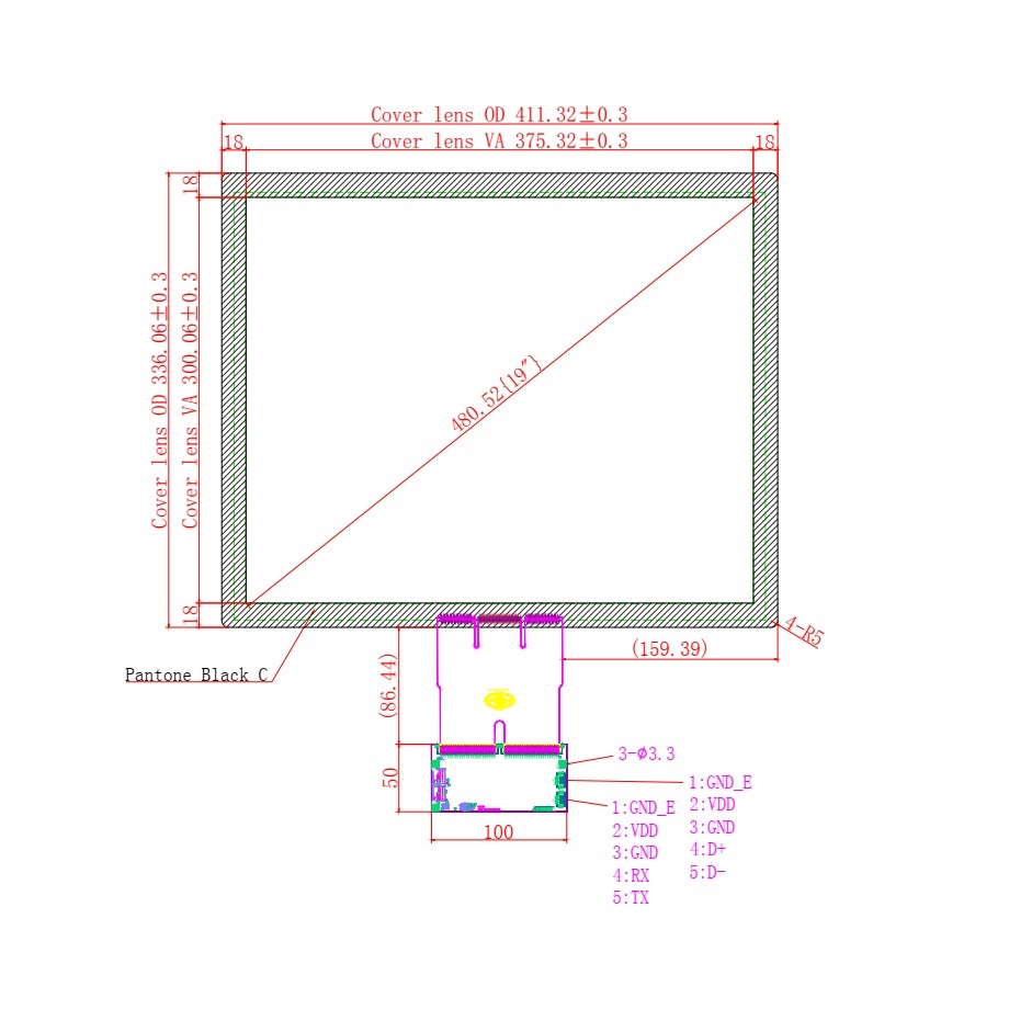 Ёмкостной сенсорный экран 19" EG19-A-0504V1 с USB