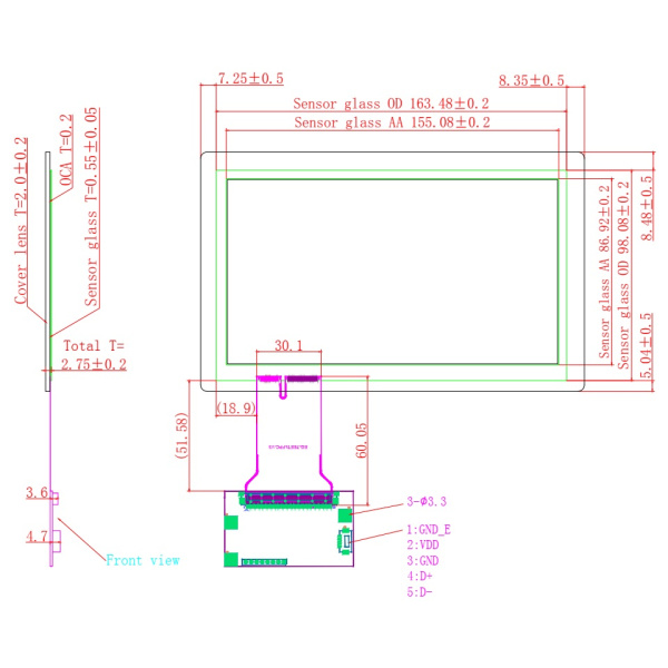 Ёмкостной сенсорный экран 7" EG7-A-1609V1 с USB