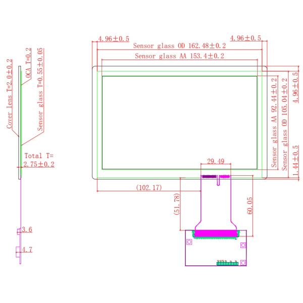 Ёмкостной сенсорный экран 7" EG7-A-1509V1 с USB