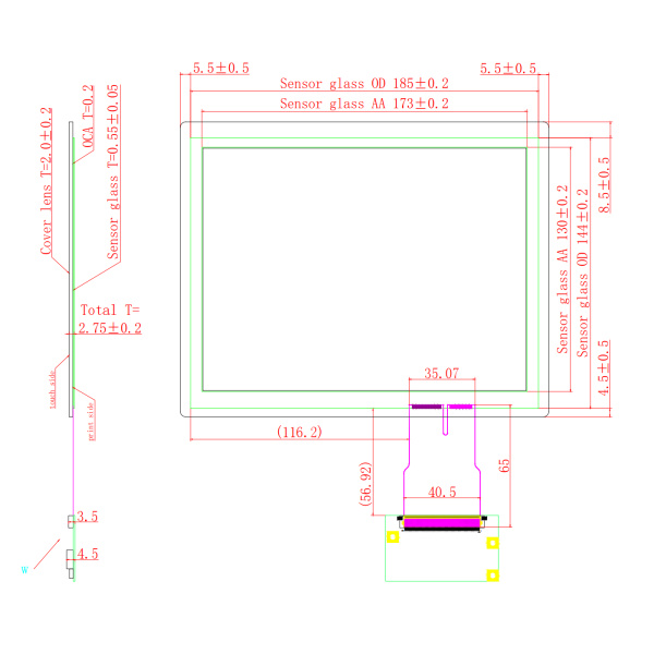 Ёмкостной сенсорный экран 8,4" EG8.4-A-0403V1