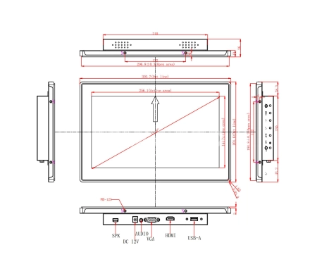Встраиваемый сенсорный монитор 11,6" PZ116WKZ-90SPZ1-HV
