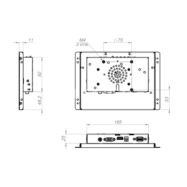 Встраиваемый сенсорный монитор 8" FS080SMK-07HR41-HVA