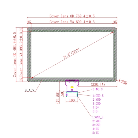 Ёмкостной сенсорный экран 31,5" EG31.5-A-1609V1 с USB
