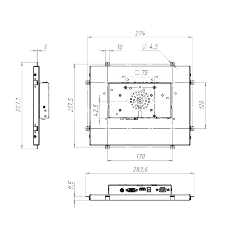 Встраиваемый сенсорный монитор 12,1" FL121SMK-07HPX1-HVA