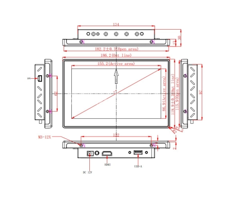 Встраиваемый сенсорный монитор 7" PZ070WKZ-06SPZ1-H
