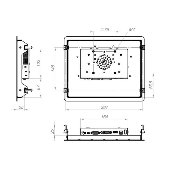 Встраиваемый сенсорный монитор 10,4" PN104SMK6-07HR41-HDV