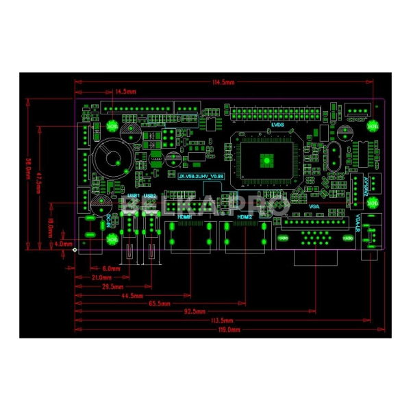 Контроллер дисплея HDMIx2/VGA/MP JX-V59-2UHV