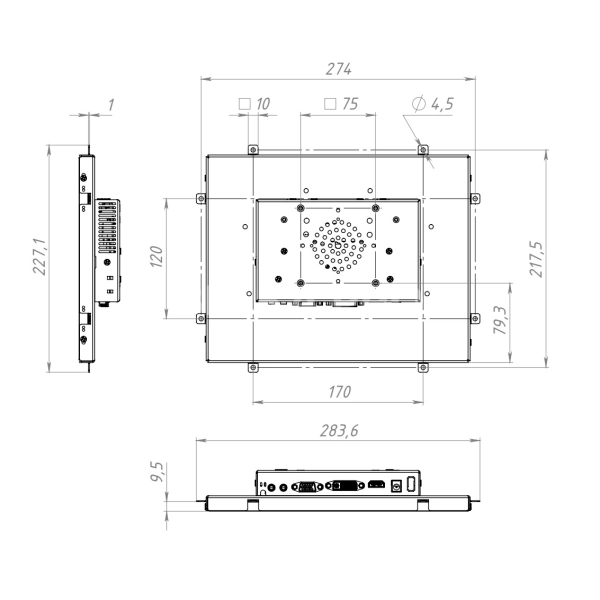 Встраиваемый монитор 12,1" FL121SMK6-07H1-HDV