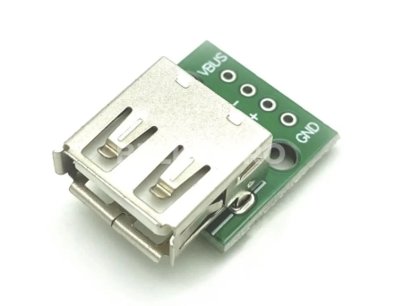 Плата с разъёмом USB 2.0 A (F) - DIP-4 (2.54)