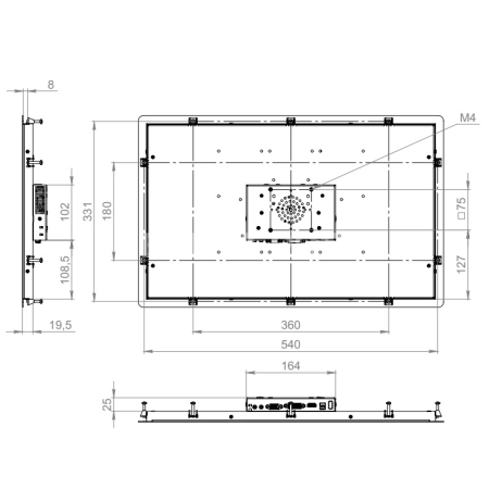 Встраиваемый сенсорный монитор 21,5" PN215WMK6-90HR41-HDV