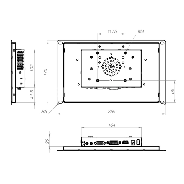 Встраиваемый монитор 10,1" PL101WMK6-92U1-HDV
