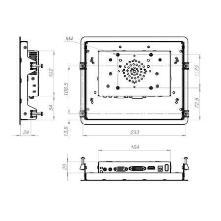 Встраиваемый сенсорный монитор 8,4" PN084SMK6-07UPY1-HDV
