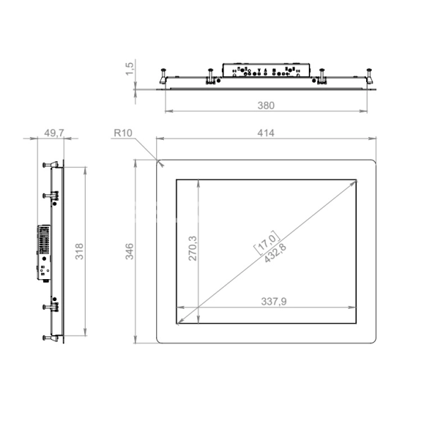 Встраиваемый сенсорный монитор 17" PN170SMK6-20HR41-HDV