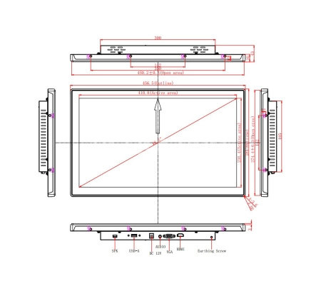 Встраиваемый сенсорный монитор 18,5" PZ185WKZ-37HPZ1-HV