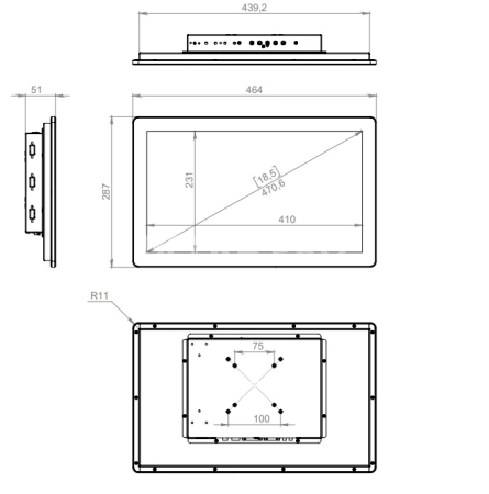 Сенсорный монитор 18,5" DZ185WLZ0-37HPZ0-HDV