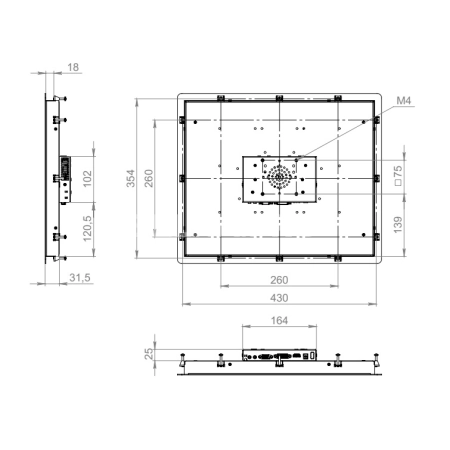 Встраиваемый сенсорный монитор 19" PN190SMK6-20SR41-HDV