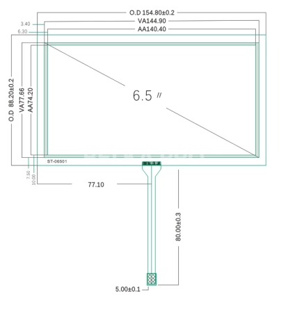 Резистивный сенсорный экран 6,5" ST-06501