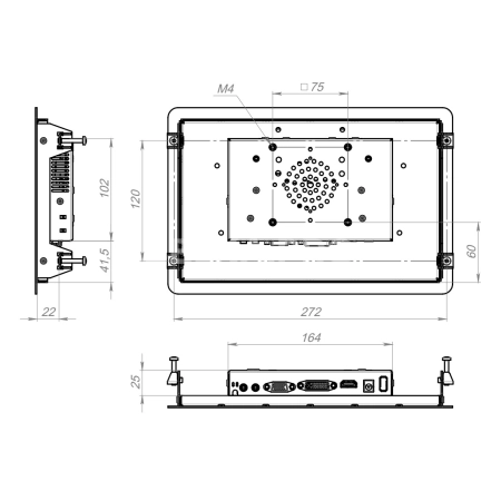Встраиваемый сенсорный монитор 10,1" PN101WMK6-92UR41-HDV