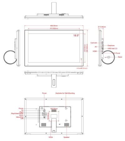 Монитор с плеером 18,5" HD1852