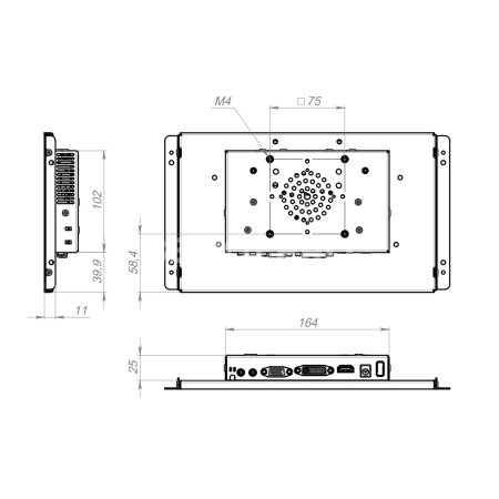 Встраиваемый сенсорный монитор 10,1" FS101WMK6-92UR41-HDV