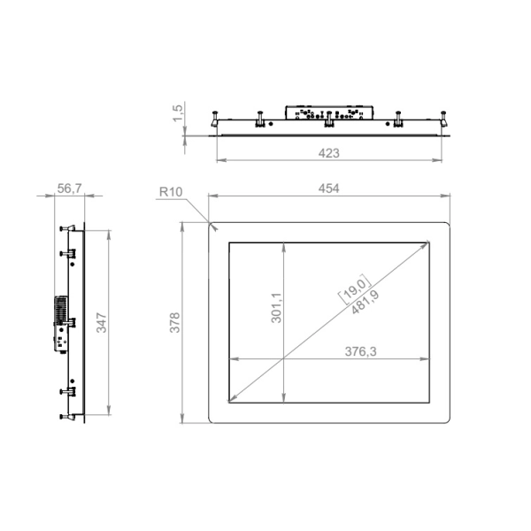 Встраиваемый сенсорный монитор 19" PN190SMK6-20SR41-HDV