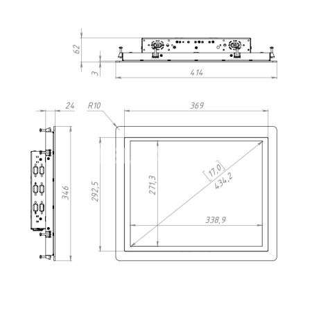 Встраиваемый сенсорный монитор 17" PF170SMC-20SPG0-HDV