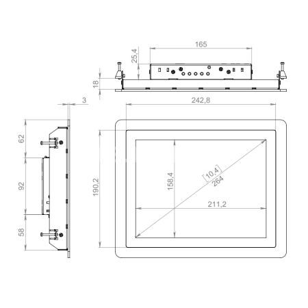 Встраиваемый сенсорный монитор 10,4" PF104SMK-07HPE1-HVA