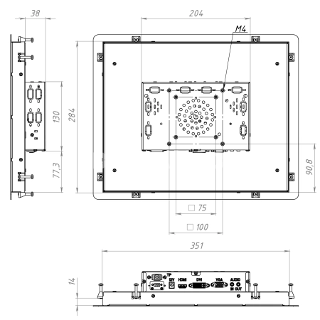 Встраиваемый сенсорный монитор 15" PN150SMP-07SPX1-HDV
