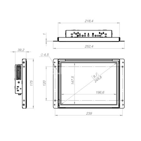 Встраиваемый сенсорный монитор 9,7" FS097SMK6-07UR41-HDV