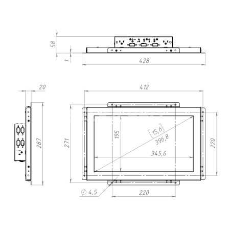 Сенсорный монитор 15,6" DN156WMP-90SPX1-HV
