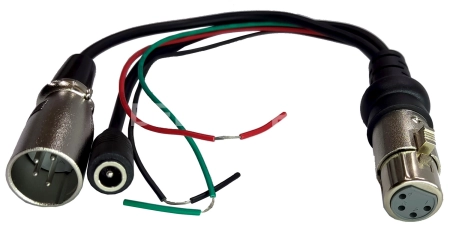 Кабель питания XLR (M) - XLR (F) + DJK (F), 20 см