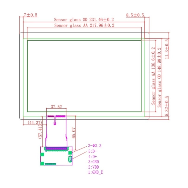 Ёмкостной сенсорный экран 10,1" EG10.1-A-1610V1 с USB