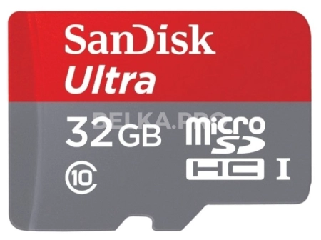 Карта памяти microSDHC UHS-I SANDISK Ultra 80 32 ГБ, 80 МБ/с, 533X, Class 10, SDSQUNS-032G-GN3MN