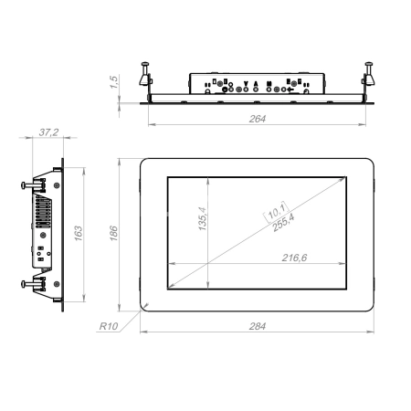 Встраиваемый сенсорный монитор 10,1" PN101WMK6-92UR41-HDV
