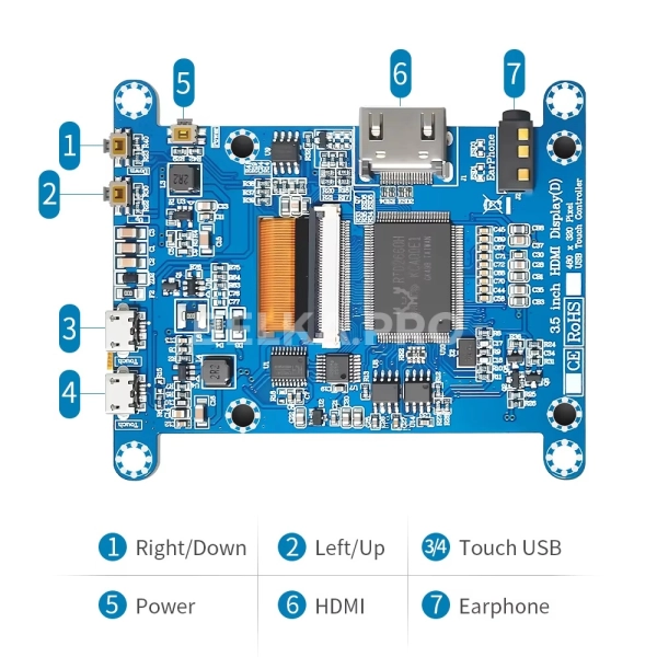 Дисплей 3,5" LCD035S43SB с контроллером HDMI