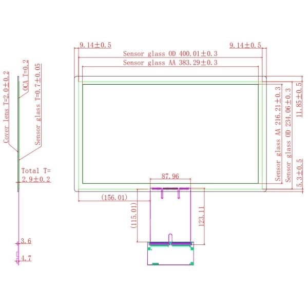 Ёмкостной сенсорный экран 17,3" EG17.3-A-1609V1 с USB