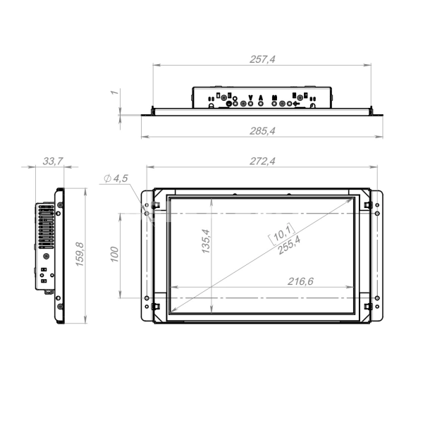 Встраиваемый сенсорный монитор 10,1" FS101WMK6-92UR41-HDV