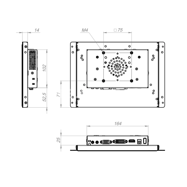 Встраиваемый сенсорный монитор 9,7" FS097SMK6-07UR41-HDV