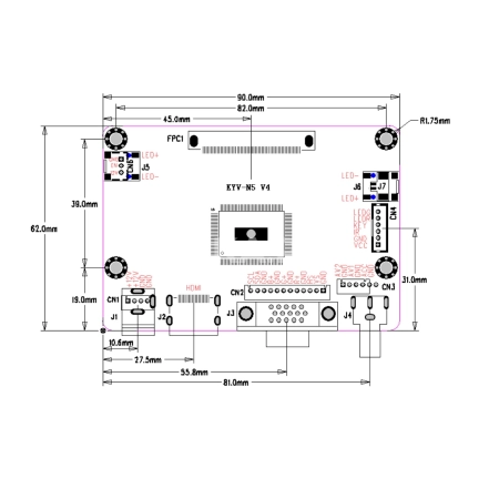 Контроллер дисплея HDMI/VGA/AV KYV-N5 V4 с кнопками