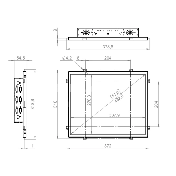 Встраиваемый сенсорный монитор 17" FL170SMC-20SPG0-HDV
