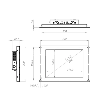 Встраиваемый сенсорный монитор 10,4" PL104SMK6-07HR41-HDV