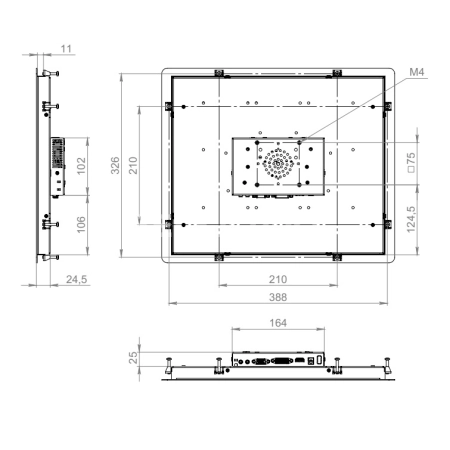 Встраиваемый сенсорный монитор 17" PN170SMK6-20HR41-HDV