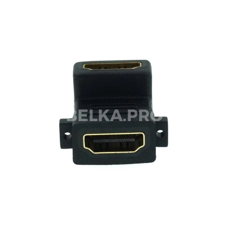 Переходник HDMI (F) - HDMI (F) угловой с ушами